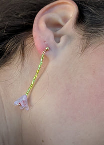 Close-up of an ear with a floral earring.