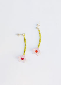 Pair of floral earrings on a white background